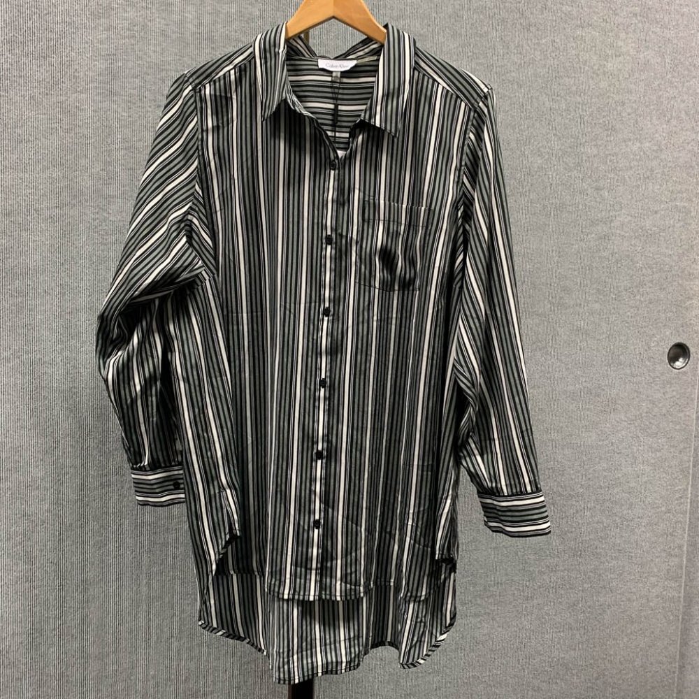 NWT Calvin Klein Black/Wh/Grey 0X Blouse
